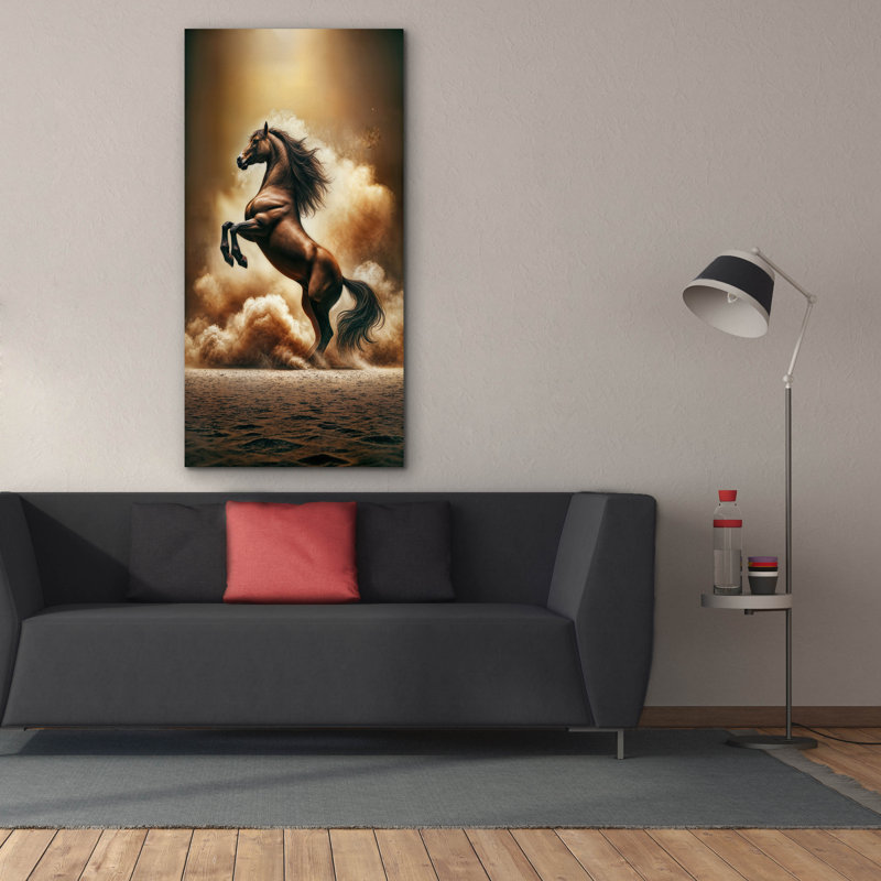 "Marianne", "Prancing Horse" par Rey Klimt, art mural sur toile, H 60 po x l 30 po
