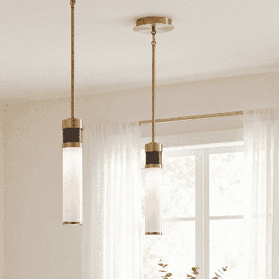 Abel LED Mini-Pendant in Matte Black with Warm Brass Accents