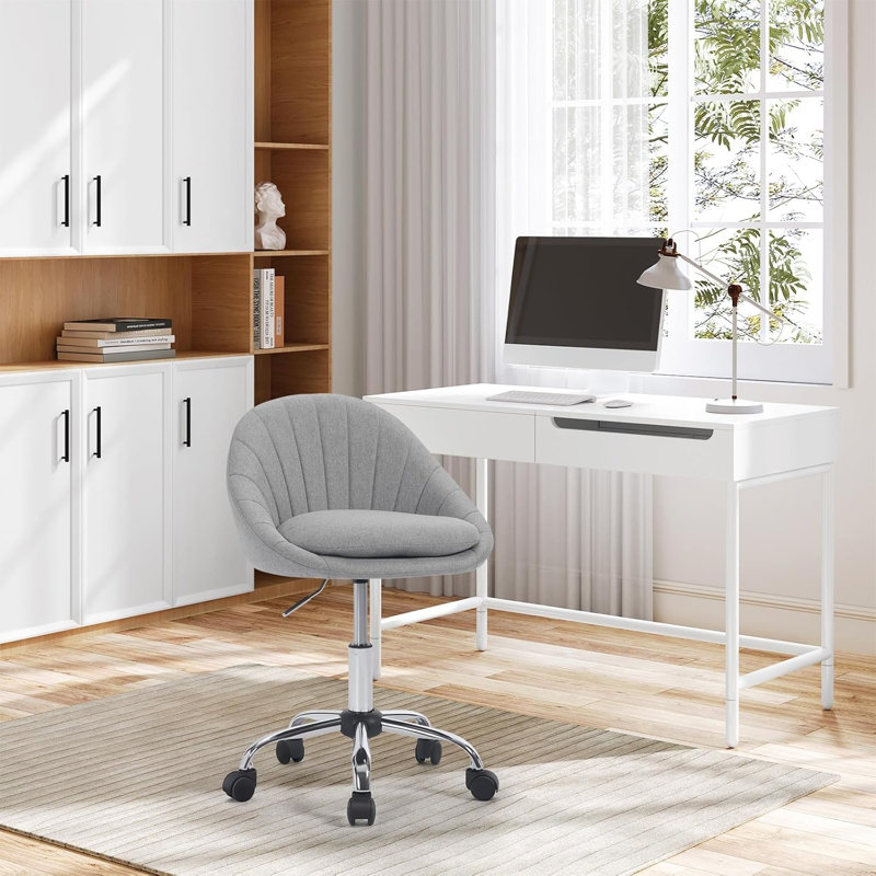 Metro Lane Chartrand Velvet Office Chair, Light Grey
