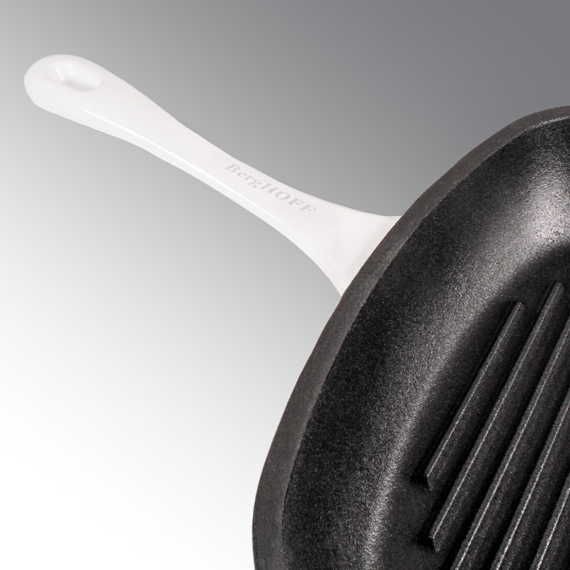 Ensemble de fonte 3 pièces Neo: poêle à frire, poêle à griller et steak fendu, Blanc