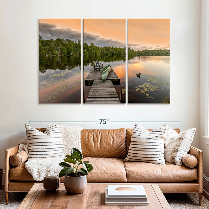 Quai d'Alvord Lake Ontario au coucher du soleil, H 42 po x l 65 po