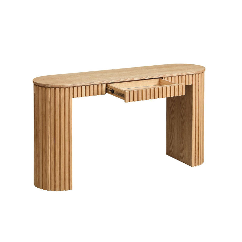Console moderne 59,05 po avec tiroir pour le vestibule et rayures verticales uniques, Natural