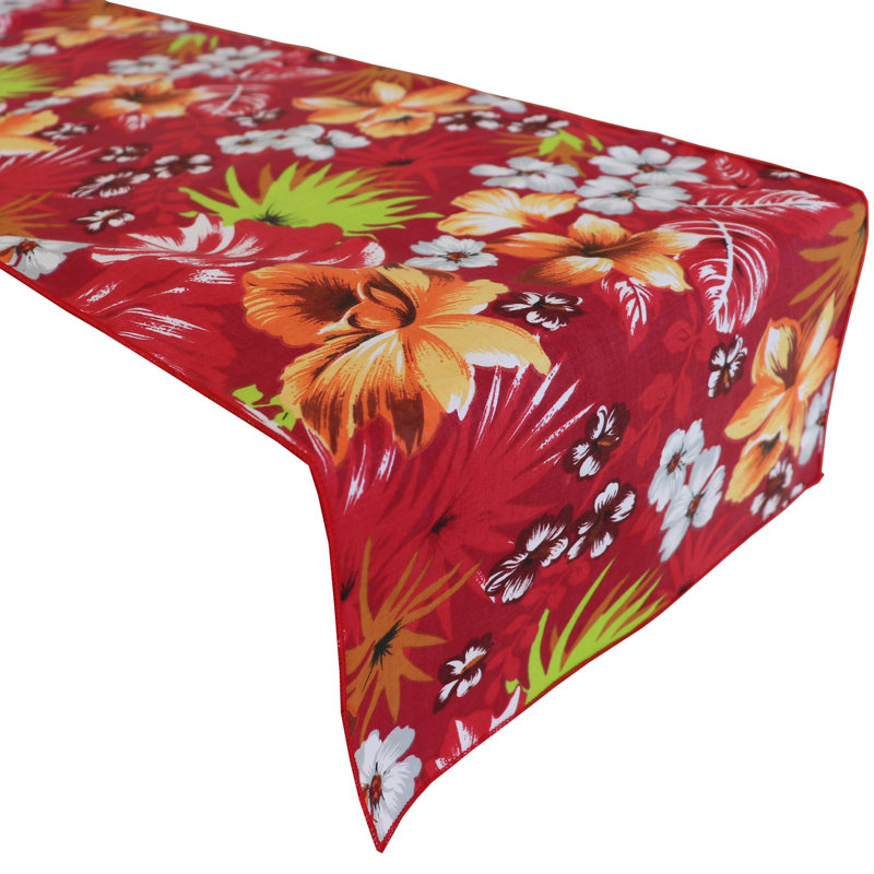 Chemin de table Tropical Hawaiian, 120 po x 12 po, Rouge