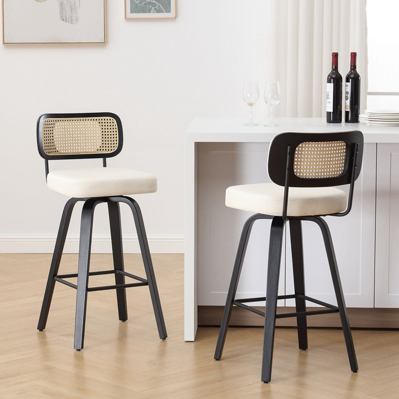 Tabouret de bar et de comptoir pivotant Lucania, Noir, Blanc, Tabouret de bar (siège d'une hauteur de 29 po)