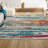 Lasley Contemporary POP Modern Abstract Brushstroke Cream/Blue Rug-909739031