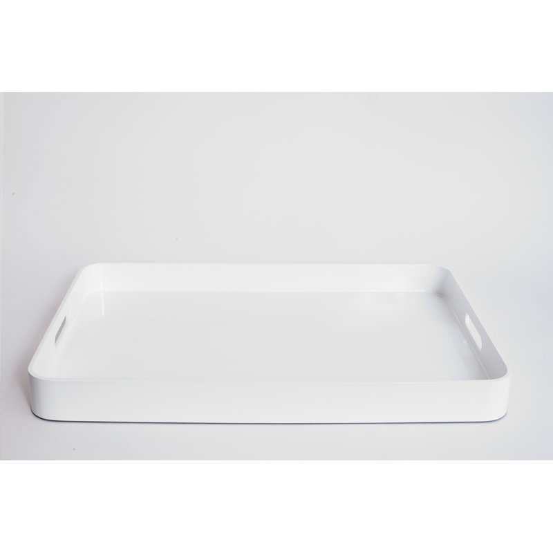 Lacquer Tray - White - Large, 2" H x 24" W x 12" D, White