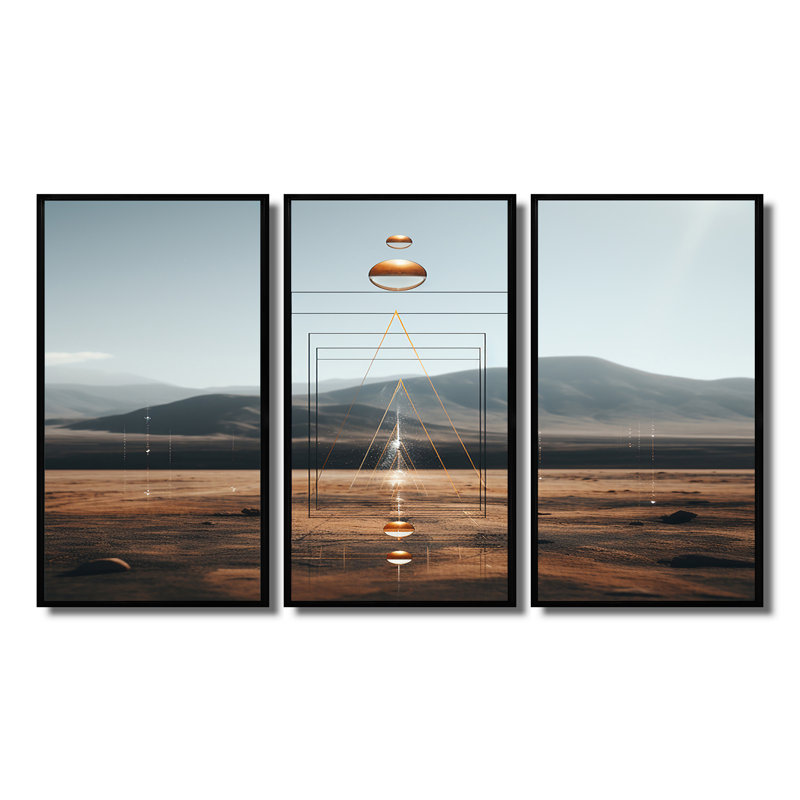 Crepeau - ensemble d'art mural abstrait paysage, Cadre flottant noir, H 32 po x l 48 po x P 1 po