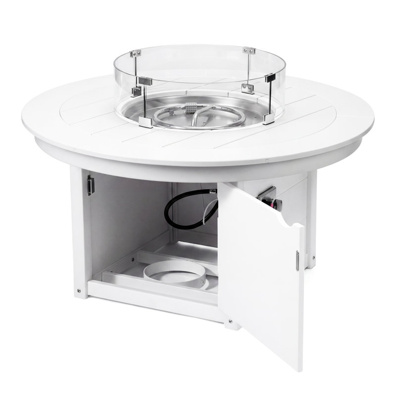 Table ronde pour foyer d'extérieur 47 po, 31.25" H x 47.25" W x 47.25" D, White