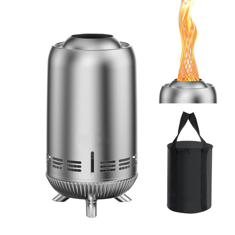 Stainless Steel Outdoor Tabletop Fireplace with Flame Guard