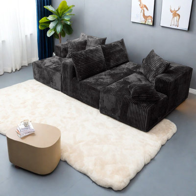Compression Sofas Corduroy U Shaped Modern Modular Sofa For Home