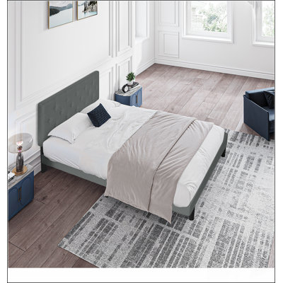 Dark Gray Queen Bed With Mattress-Friendly Structure For Optimal Comfort And Easy Assembly, Perfect For Modern Bedrooms.