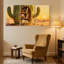 Cactus, cactus, bibliothèque, paysage désertique, coucher de soleil, reproduction d'art, ensemble de 3 impressions sur toile-877016750
