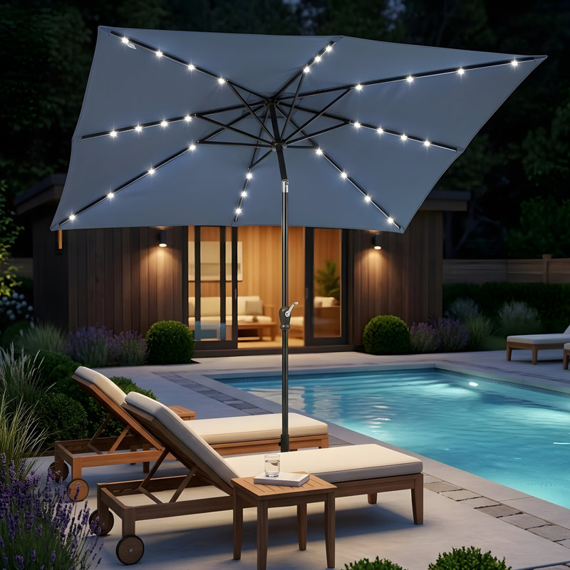 Parasol solaire Sun, parasol de patio éclairé, Bleu
