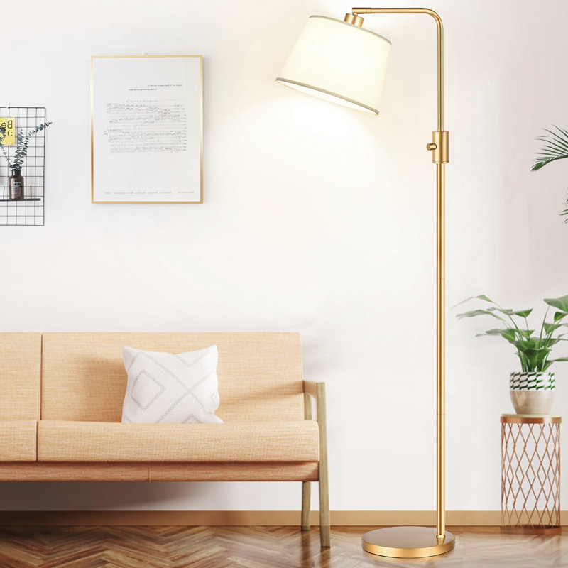 Dimmable Floor Lamp, 1000 Lm Led Edison Bulb Included, Modern Arc Floor Lamps For Living Room Bedroom, Brass, White