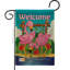 Drapeau de jardin 2 côtés en toile jute 1,5 x 1,1 pi flamant roses friends oiseaux impressions