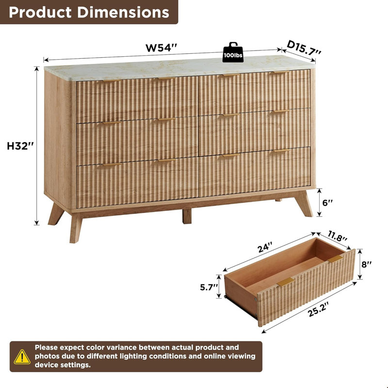 Commode 6 tiroirs Sladen, Tanné