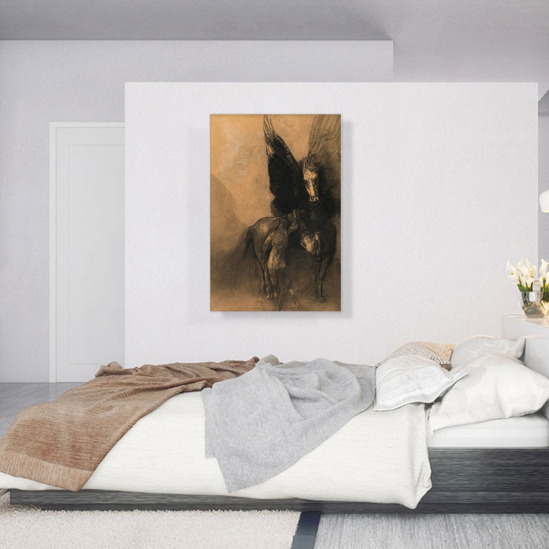 «Pegasus and Bellerophon 1888» par Odilon Redon, reproduction d'art sur toile tendue, H 40 po x l 26 po x P 1,5 po