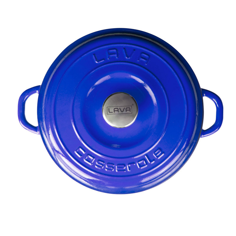 Braisière en fonte émaillée à lave de 3,45 pte Série ronde Heritage avec couvercle tendance, Bleu