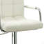Tabouret de bar contemporain à accoudoirs pivotants réglables avec coussin, blanc
