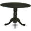 Ensemble de table de salle à manger 5 pièces moderne comprenant une table ronde en bois avec Dropleaf et 4 chaises de cuisine en tissu de lin, 42 x 42 pouces, noir-847800523-939115106-939115107