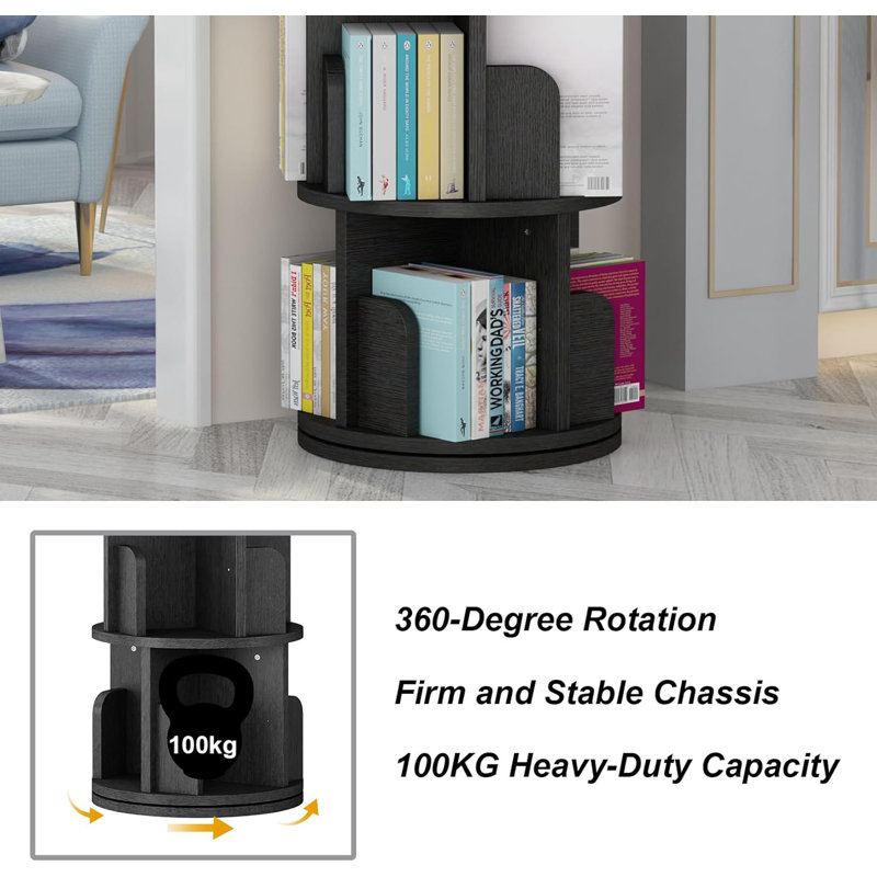 Rotating Bookshelf, 360 Display Bookcase Storage Rack For Kids & Adults