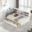 Lit de jour avec 2 tiroirs, tablettes de rangement, tête de lit tapissier et plateau de rangement rotatif-1395607923-1395607926