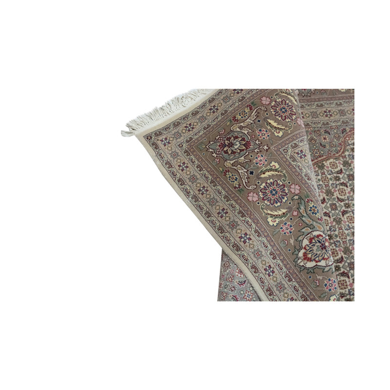 Tapis ivoire et beige noué à la main de haute qualité