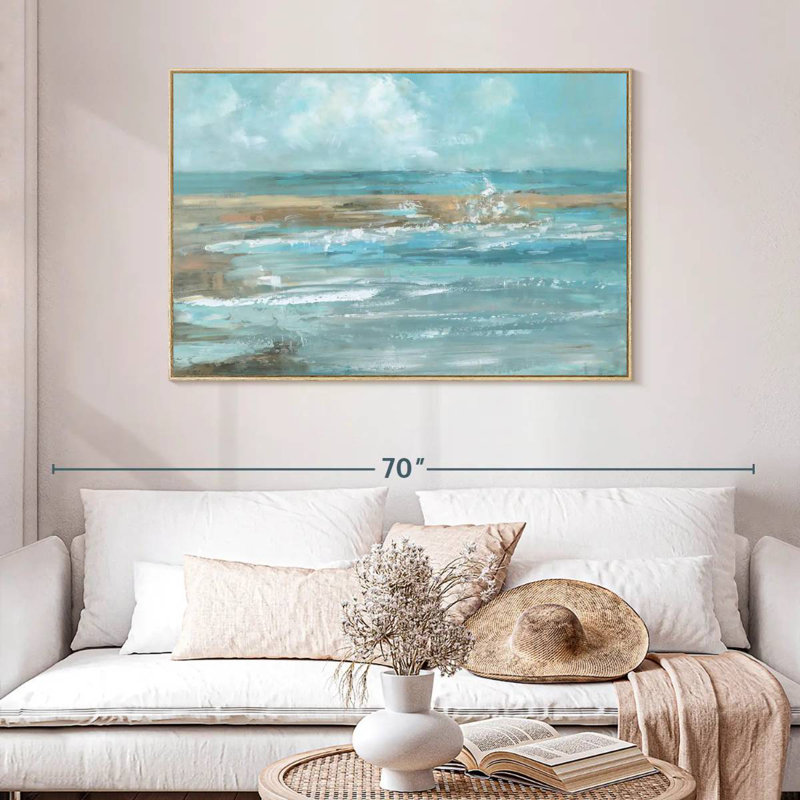 Breaking Waves IV, Cadre flottant en bois naturel, 46 po x 31 po