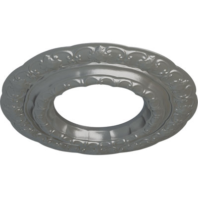 Endurathane Lisbon Ceiling Medallion, 15 3/8"OD x 7"ID x 1"P (Fits Canopies up to 7"), Hand-Painted Silver Finish