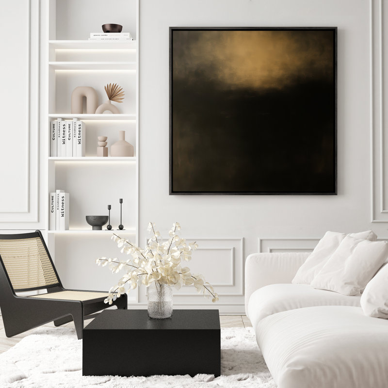 Art mural encadré abstrait rétro antique classique pour chambre à coucher, H 16 po x l 16 po, Noir