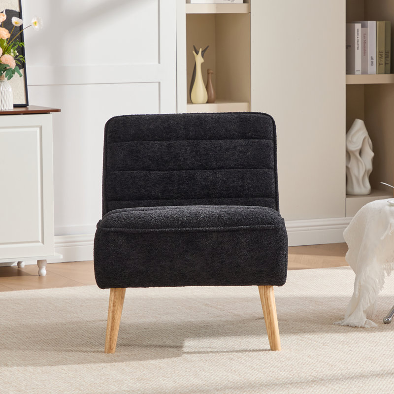 Chaise rembourrée sans accoudoirs capitonnée, Noir