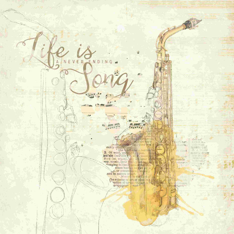 «Musical Gift II» par Katie pertiet - art textuel sur toile tendue, H 12 po x l 12 po, Non, Toile tendue
