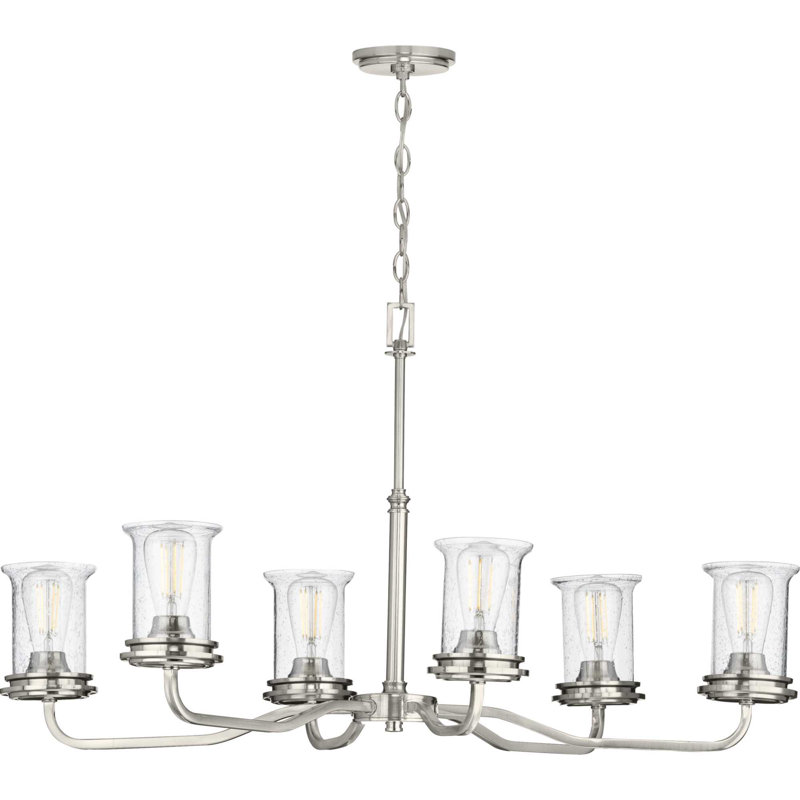 Lustree classique 6 lumières ombrées Nedmond, Nickel brossé