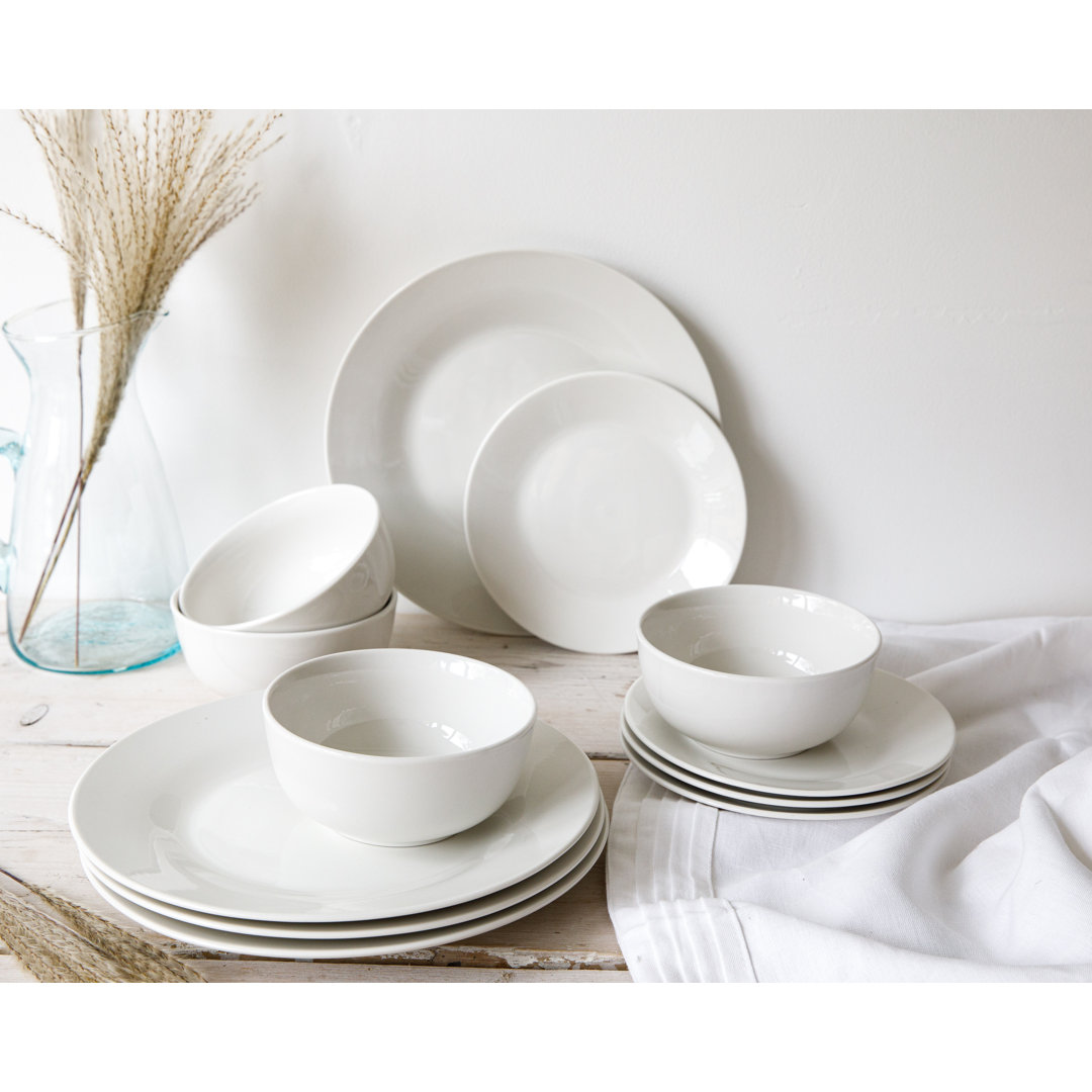 Mikasa Alexis Porcelain 12-Piece White Dinner Set