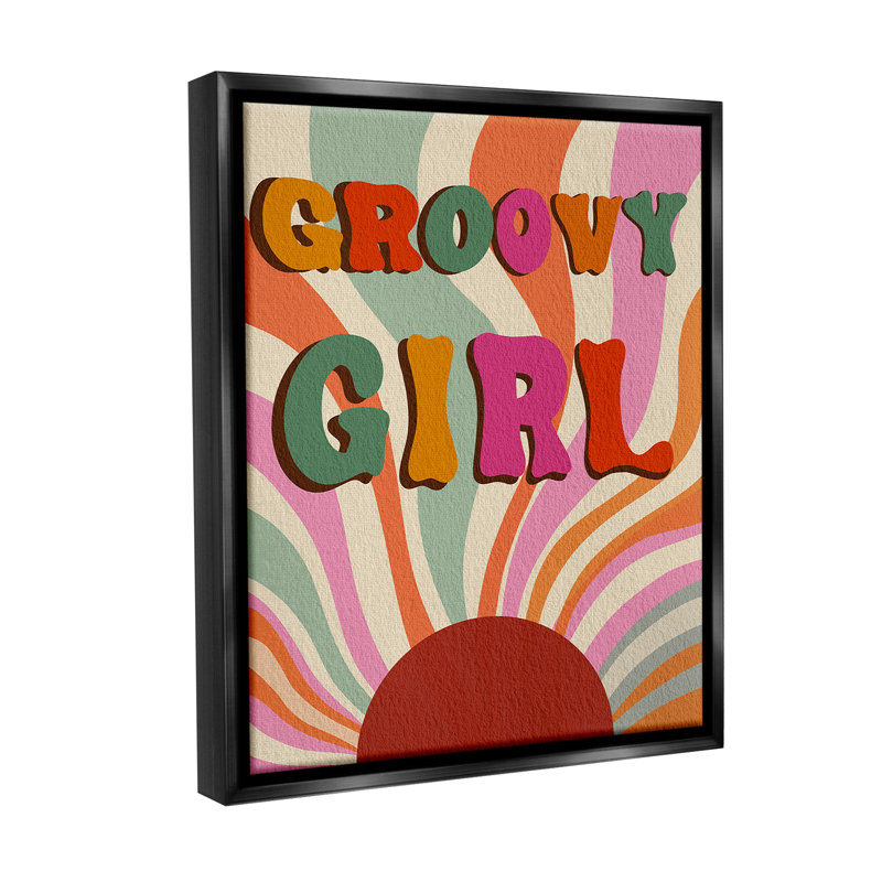 "Groovy Girl Patterned" par Regina Moore sur toile, H 31 po x l 25 po, Cadre flottant noir de jais