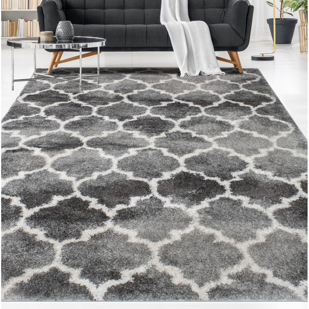 Delaili Moroccan Shag Gray Area Rug Red Barrel Studio® Rug 