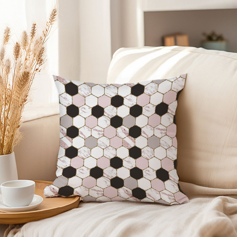 Abstract Hexagon Pattern I Mid-Century Modern, 18"H x 18"W