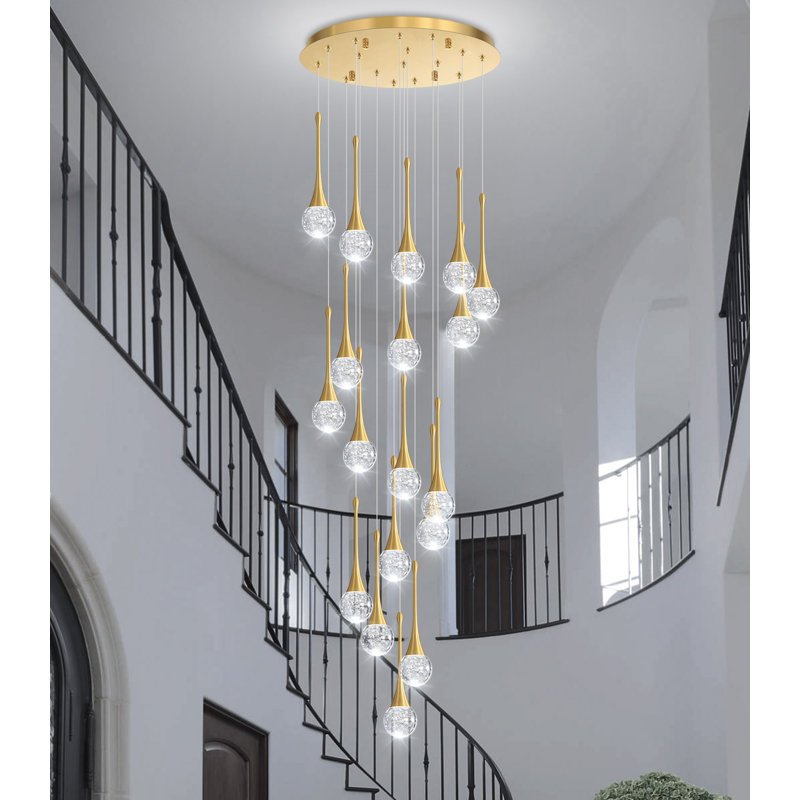 Luminaire suspendu 18 lumières DEL Glam, Doré, 18 lumières