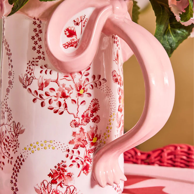 Cath Kidston Blue Bow Ceramic Jug Vase, Pink