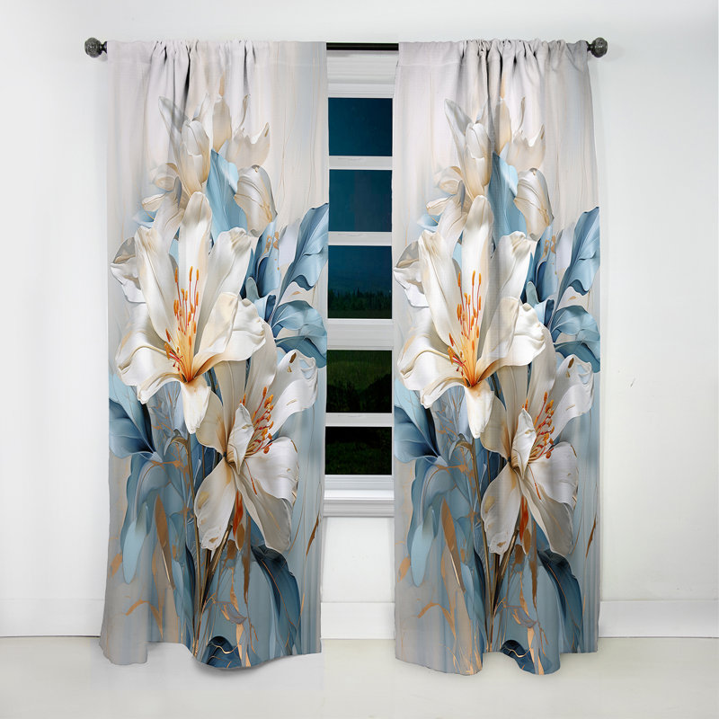 Welshire - Rideau occultant en velours à motif floral rhododendron - 1 panneau, L 52 po x L 63 po