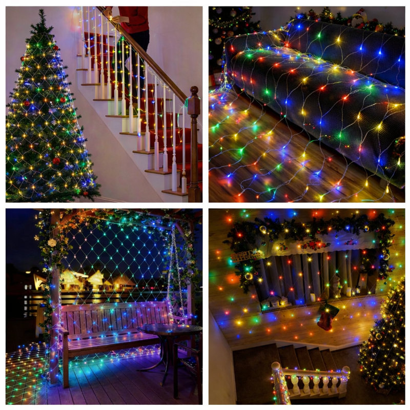 6x4FT-70 mini lumières à DEL multicolores de qualité commerciale imperméables pour la décoration des Fêtes, décorations de Noël