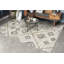 Tapis géométrique en polyester / polypropylène tissé à la machine en ivoire / gris-86879150