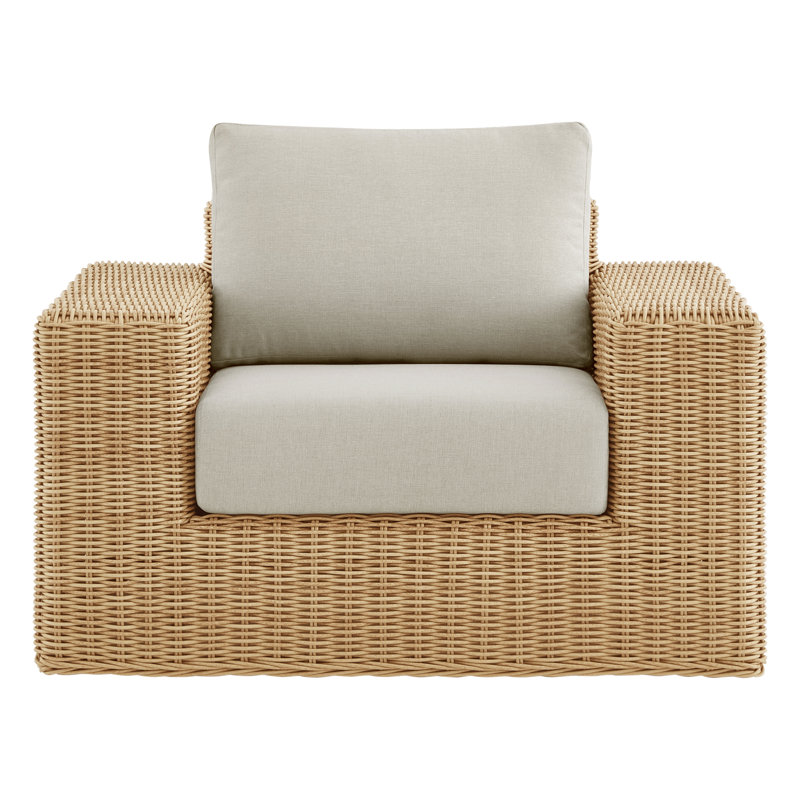 Chaises longues d'extérieur en osier avec coussins Emery