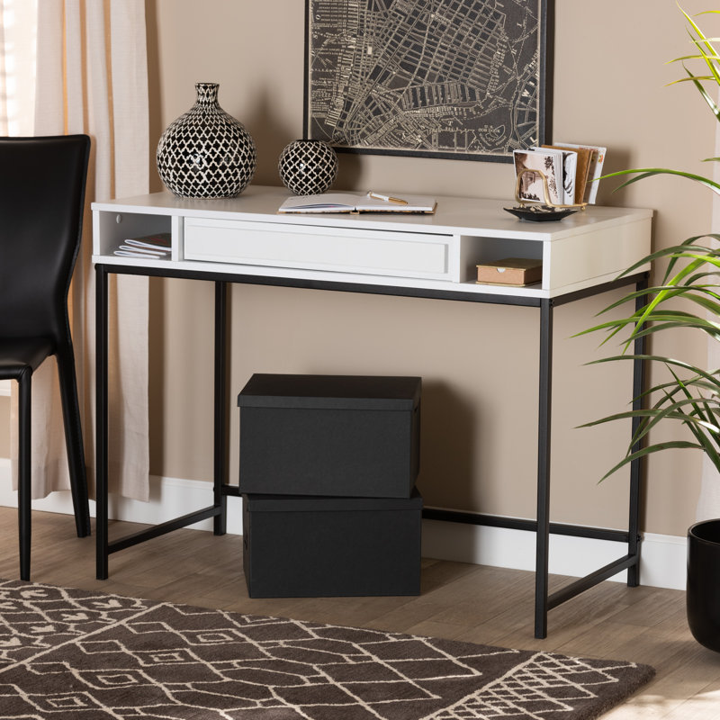 Metal Base Writing Desk, White
