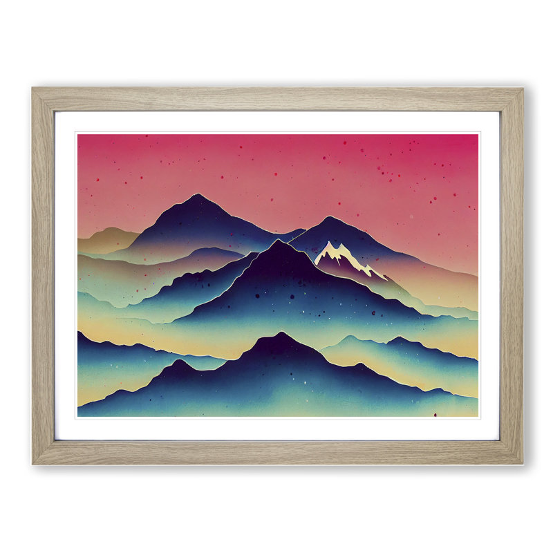 Ravishing Mountains - Single Picture Frame Painting, 46cm H x 64cm W x 2cm D, Oak Framed