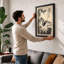 Cat Among Bamboo Japandi - Framed Print-832292300-832292302