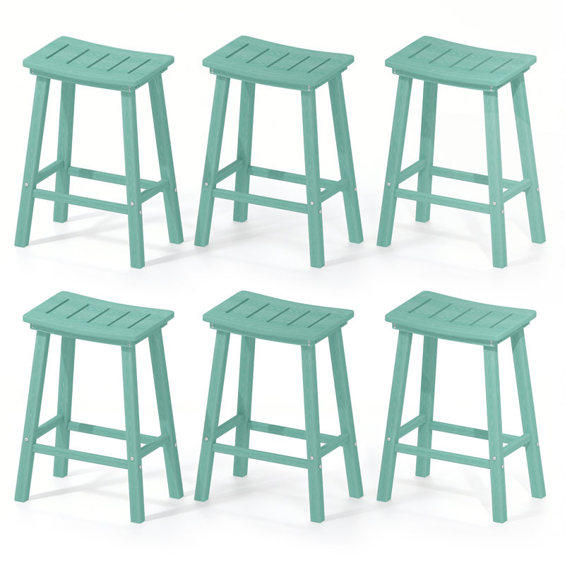 Tabouret de bar 24 po Hdpe Poly Lumber, 6, Bleu sarcelle, 24"