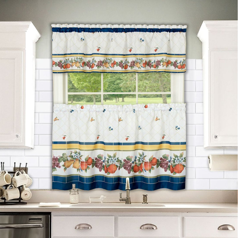 Tejeda Floral Tailored Kitchen Curtain, 58" W x 36" L