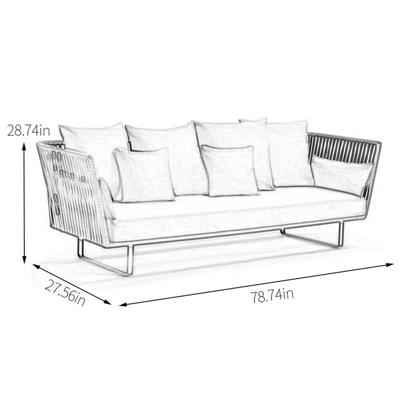 Canapé d'extérieur en tissu 78,74 po Chloeanne