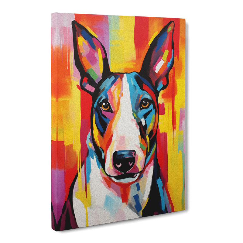 English Bull Terrier Abstract - Wrapped Canvas, 50cm H x 35cm W x 3cm D